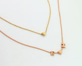Solid 18K Gold Heart Necklace with Initials or Star Charm Real Gold 18K Letter Necklace Jewelry